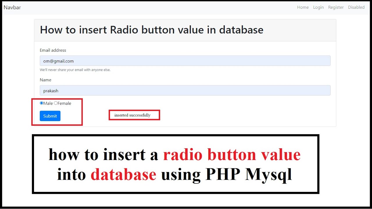 How to insert a radio button value into database using PHP Mysql