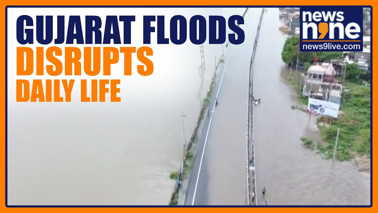 Drone Visuals: Heavy Rain Floods Somnath Coastal Highway in Gujarat | News9