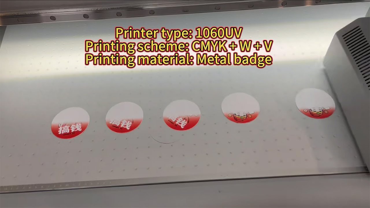 Custom Metal Badges with Visual Positioning UV Flatbed Printer#uvprintingmachine#badgesprinting