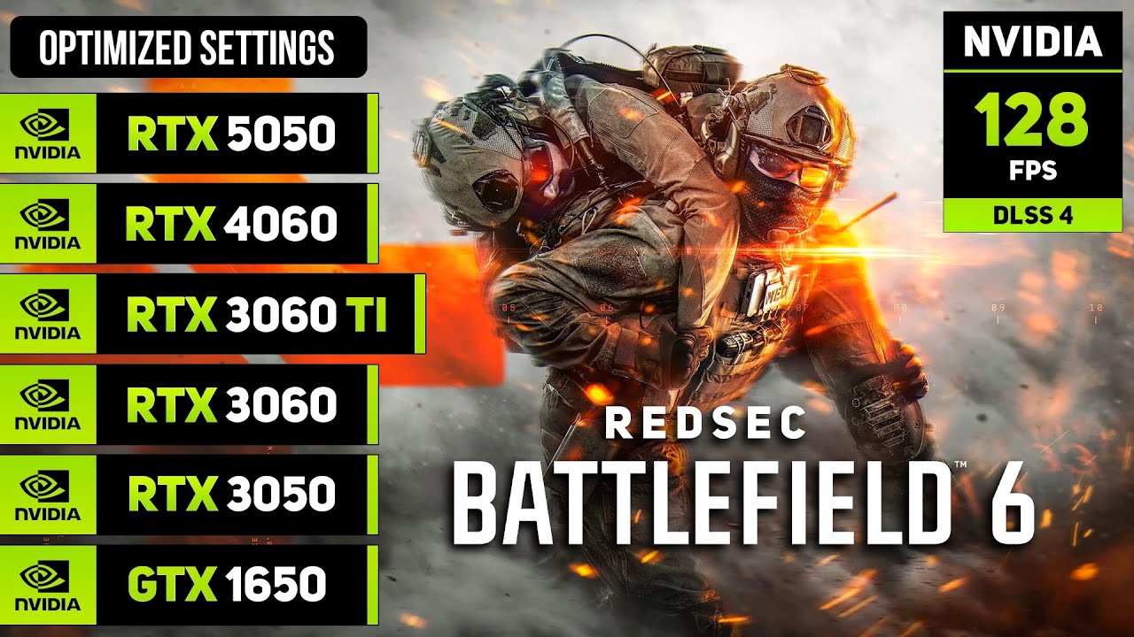 Battlefield 6 Battle Royale (RedSec) RTX 5050, 4060, 3060TI, 3060, 3050, GTX 1650