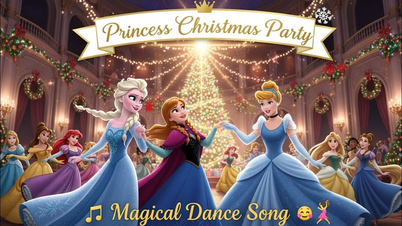 Princess Christmas Party 🎄👑 | Magical Dance Song | Elsa, Anna, Cinderella & More 💃