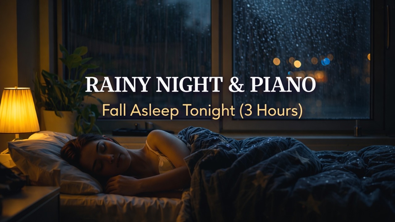 RAINY NIGHT & PIANO Fall Asleep Tonight (3 Hours)🌧️🎹