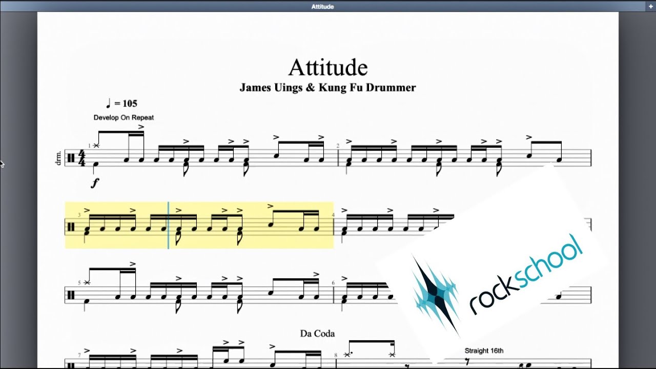 Attitude Rockschool grade 4 Drums