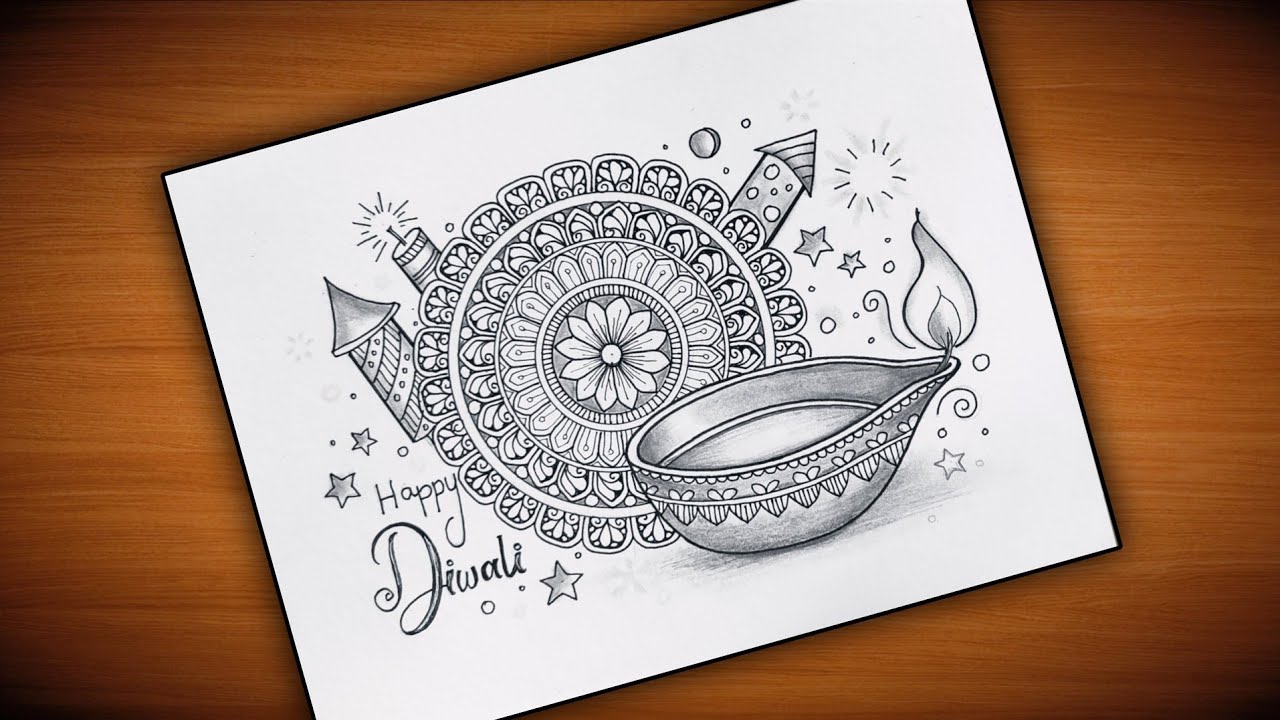 Diwali Drawing/How to draw Diwali Diya with Mandala Art /Diya with Mandala Art for Beginners/Diwali
