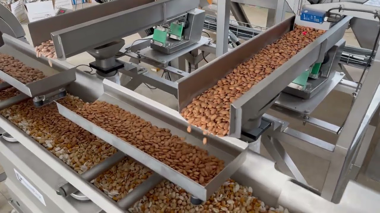 PQB-20/8 Quickback (Fastback) 8 Nuts Mix System with Horizontal Motion Conveyor and Rotary Drum