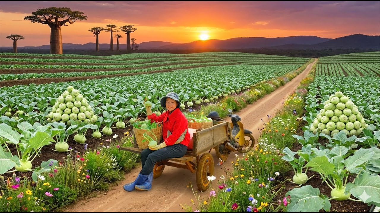 Harvest Kohlrabi To Sell At The Market – Make Kohlrabi Salad With Pork – Improve Soil After Harvest