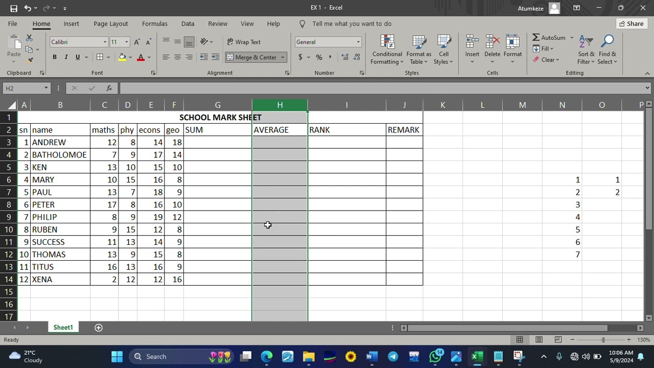 AL EXCEL ICT PART 2 (SUM,COUNT,AVERAGE,IF,CONDITIONAL FORMATING,CHARTS)