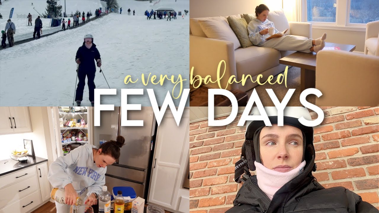 BALANCED DAYS: my first time skiing (yikes), making rice bowls (and muffins!), peloton workout +more
