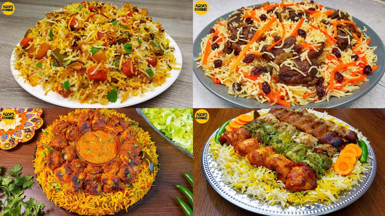 Easy Dinner Recipes, 4 Rice Recipes by Aqsa's Cuisine, Biryani, Pulao, Peri Peri Rice, Plain Pulao