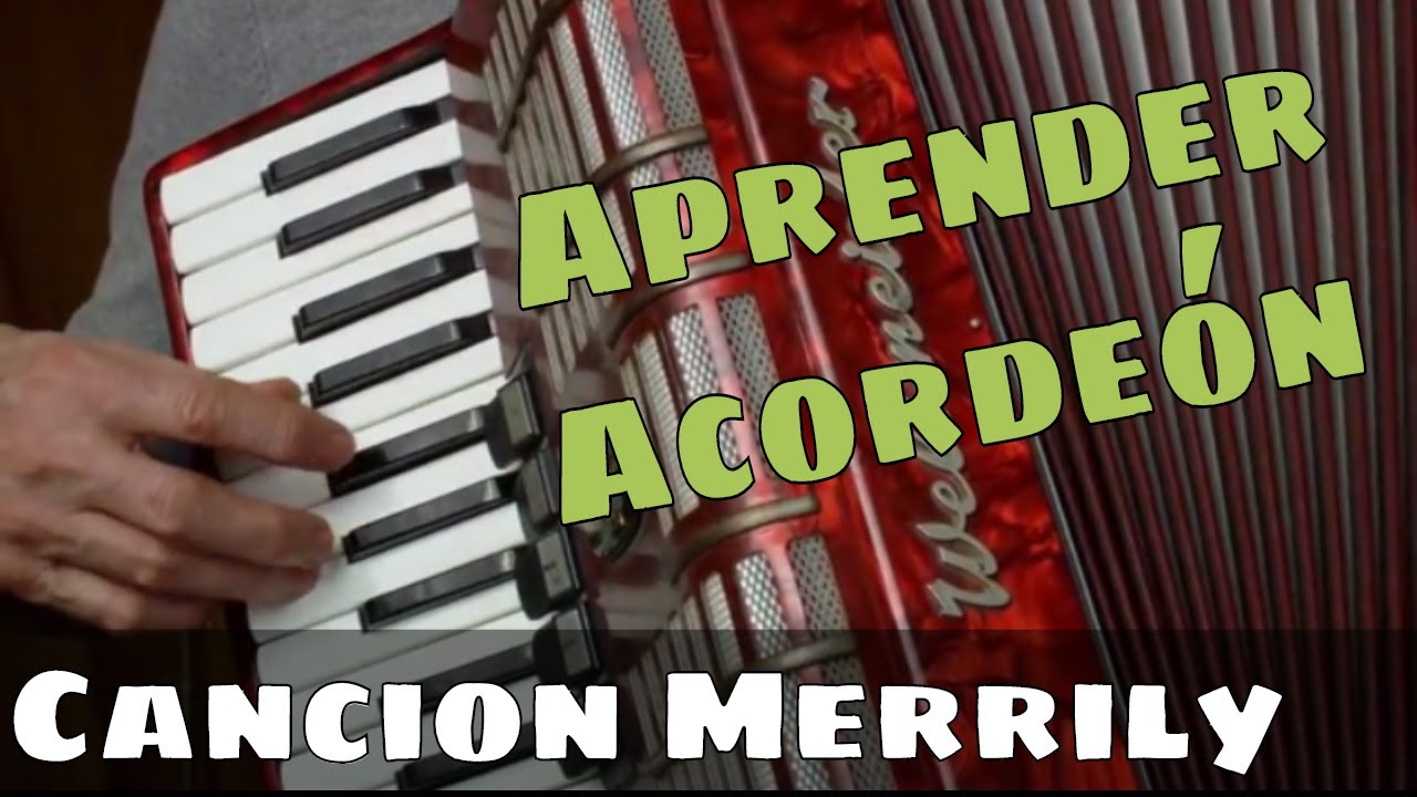 Clases de acordeon CLASE 12: Tocar melodía en cuatro tiempos, canción Merrily (tutorial)