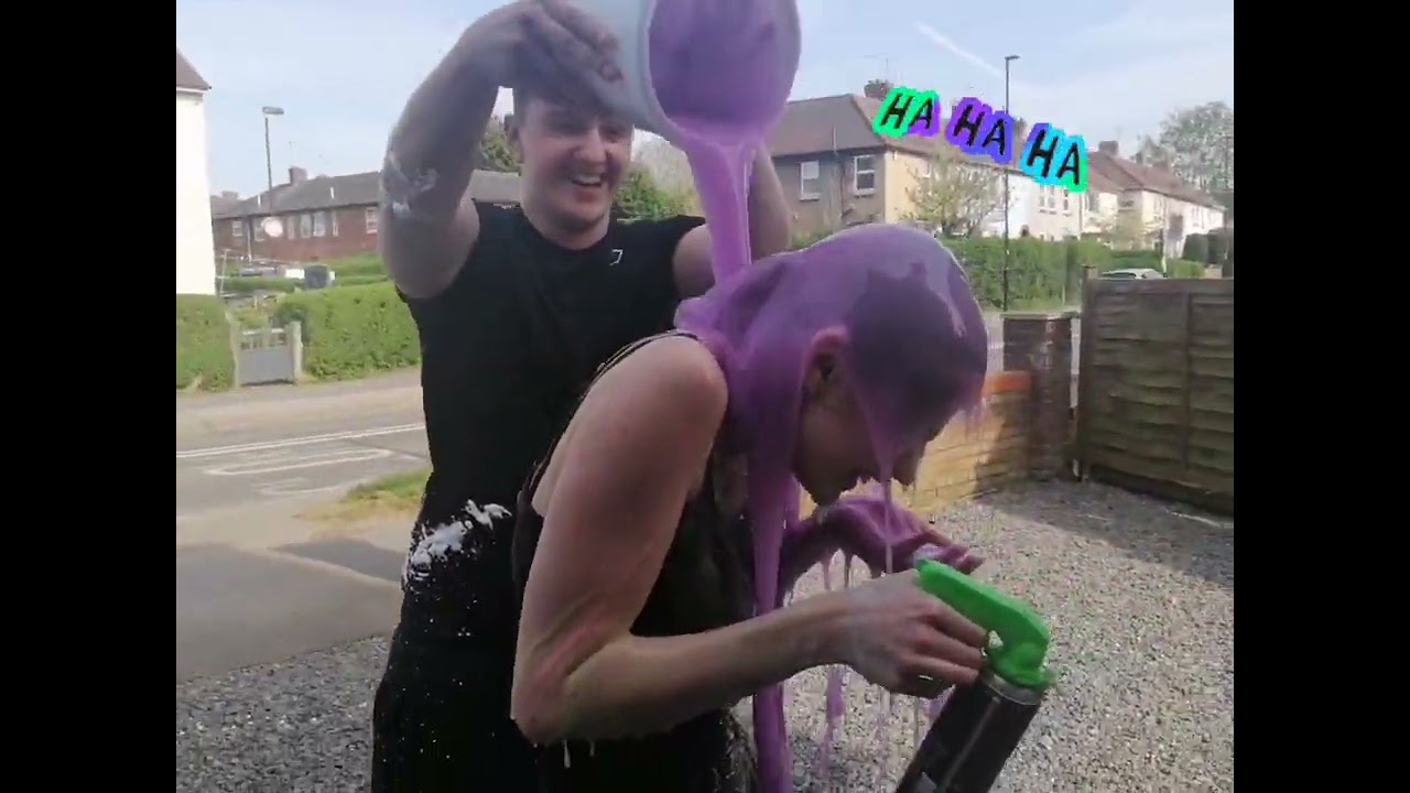 Girl slimed by her lovely friends, after losing a kangaroo driving lesson games challenge!