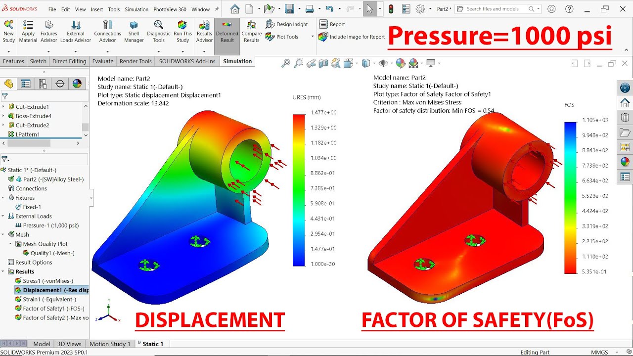 Статический анализ кронштейна в SolidWorks Simulation