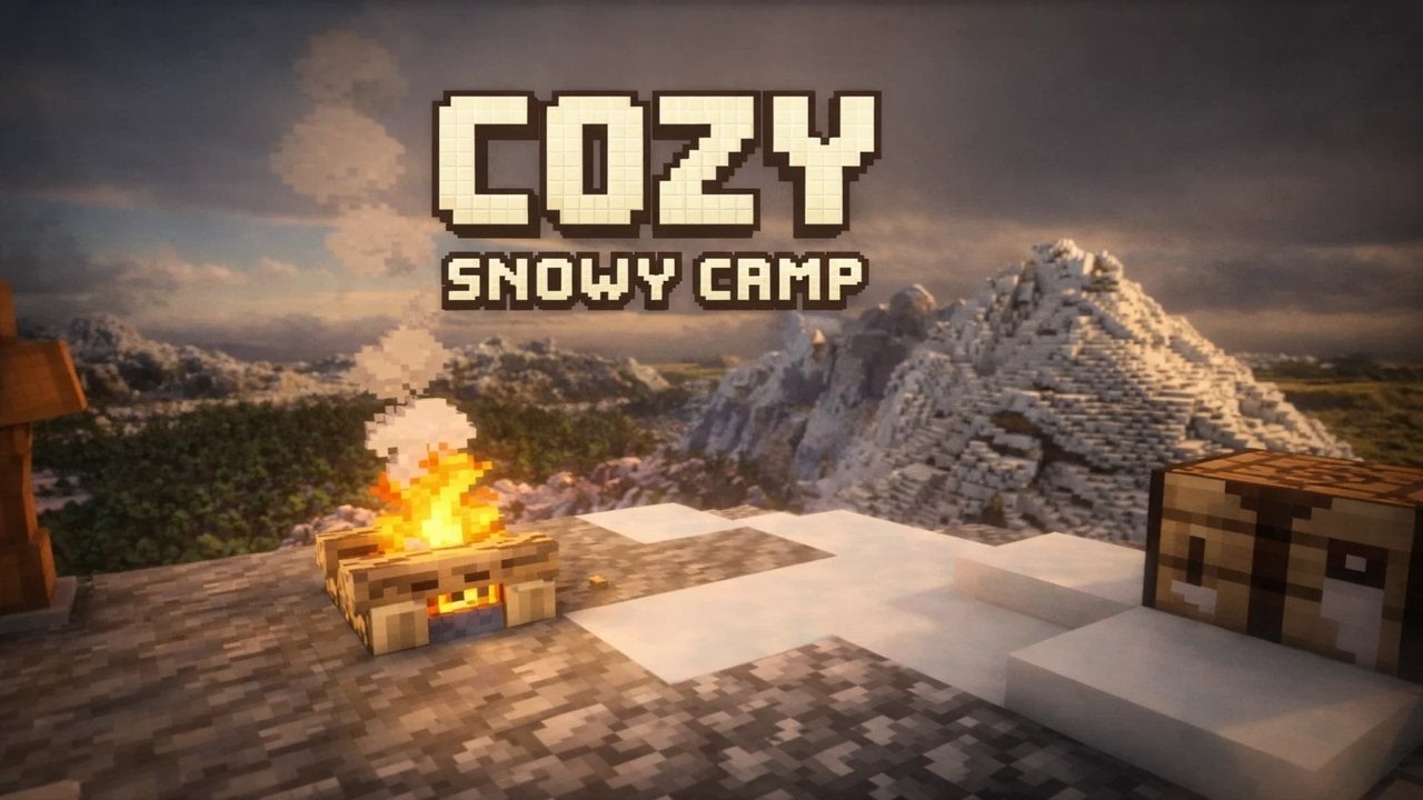 Fall Asleep in Minecraft ❄️ Cozy Campfire in the Mountains