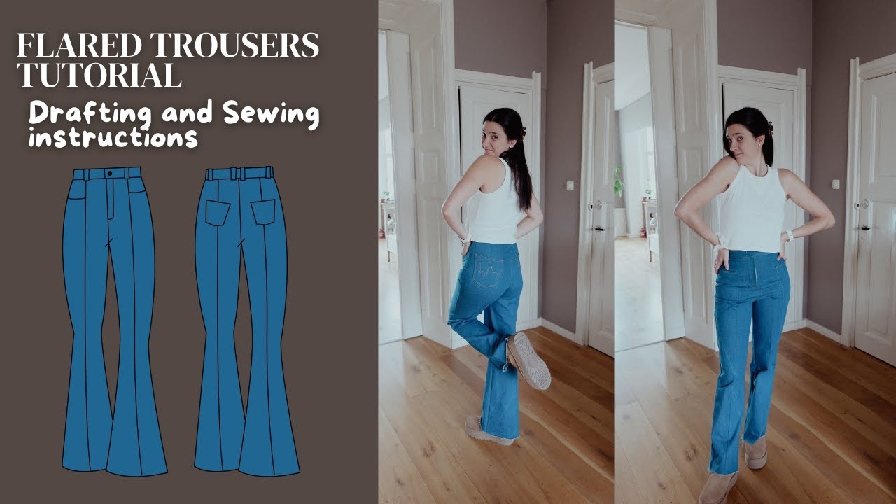 Flared Trousers Sewing and Drafting Instructions ✏️ | Step by step tutorial