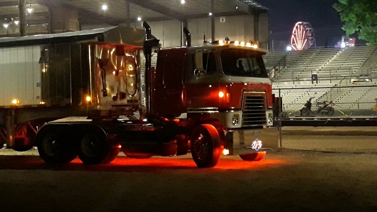 Custom Restored International Cabover with Red LEDGlow Underbody Lighting