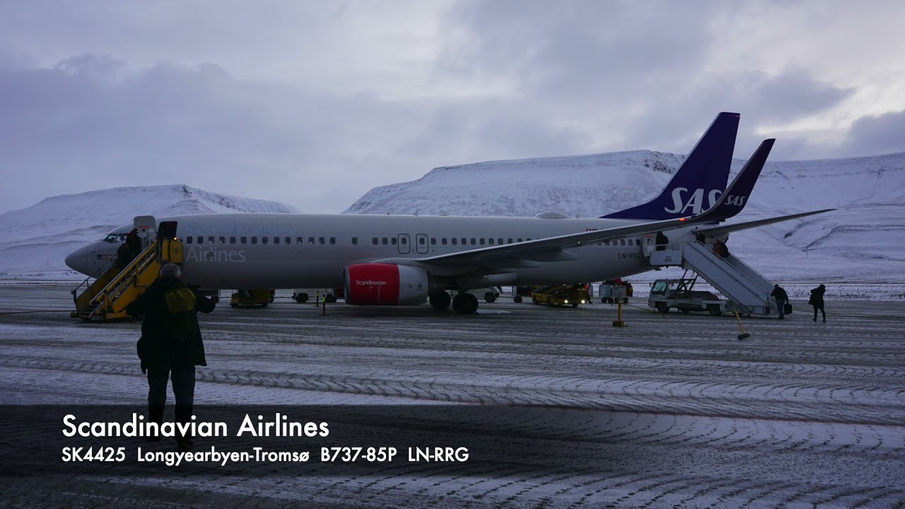 SAS Scandinavian Airlines 737-800 Svalbard-Tromsø Safety, Takeoff, Inflight & Landing