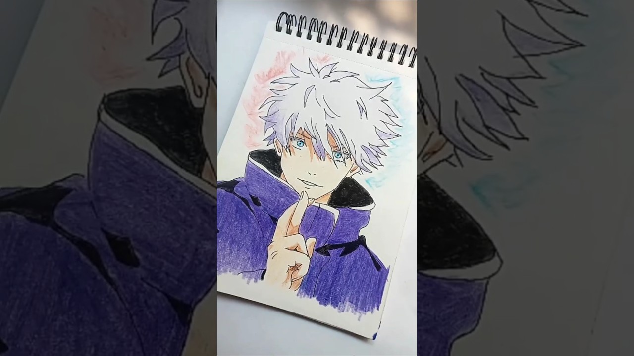 Saturo gojo Drawing 🔥 with pencil colour 