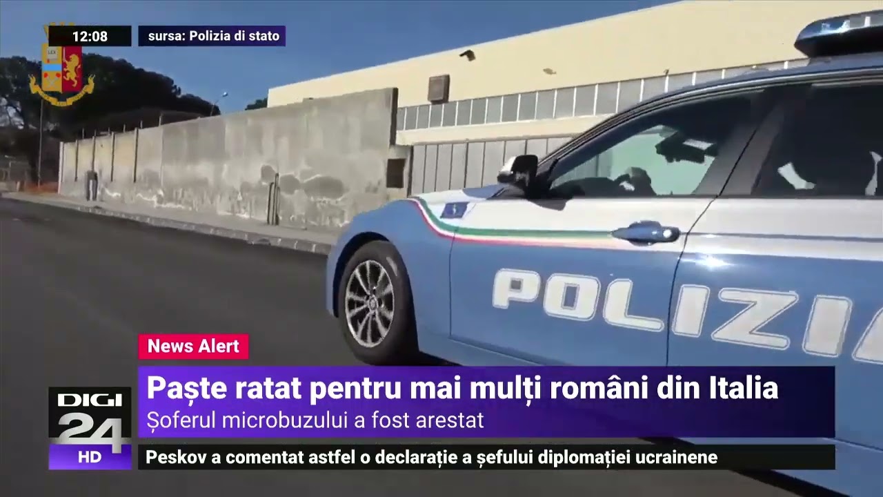 Români rămași în drum în Italia, după ce șoferul microbuzului fost arestat pe autostradă