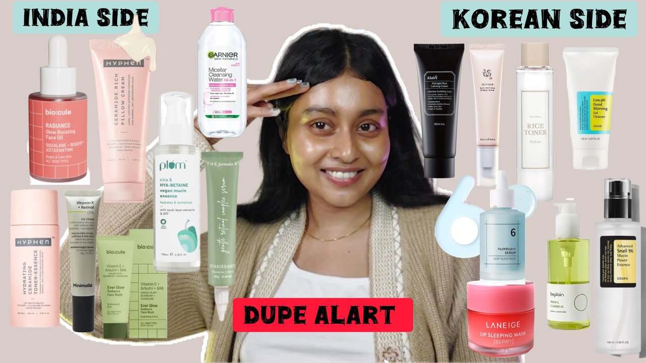 Skincare: Half side Korean High-end products & other half with Indian Products🇰🇷 🇮🇳