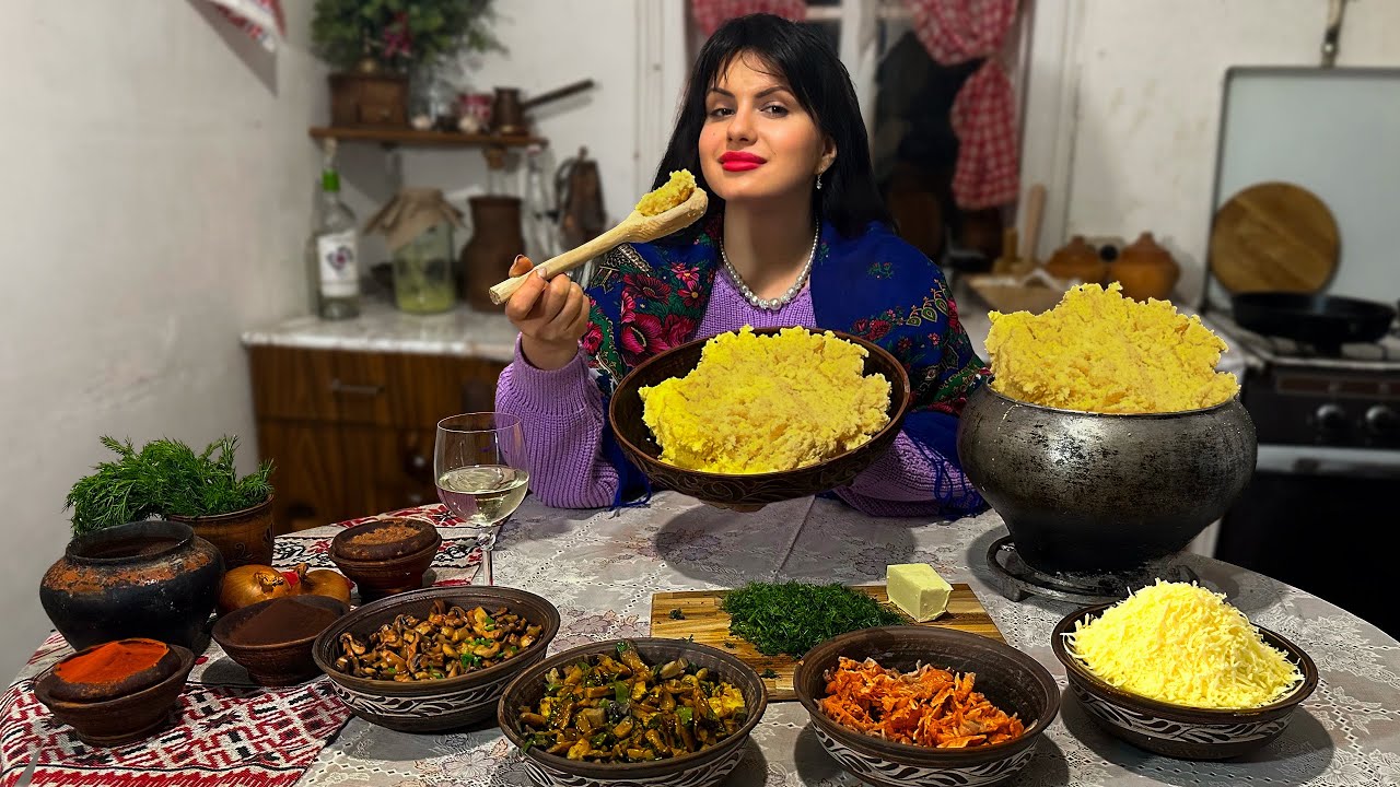 Cooking a Unique Ukrainian Dish - Banosh! Ancient Dish of Ukrainian Villagers