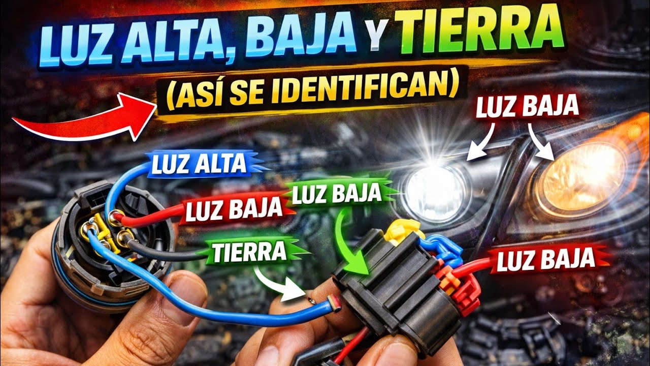 Como identificar los cables de la luz alta, luz baja y tierra en un socket del auto*