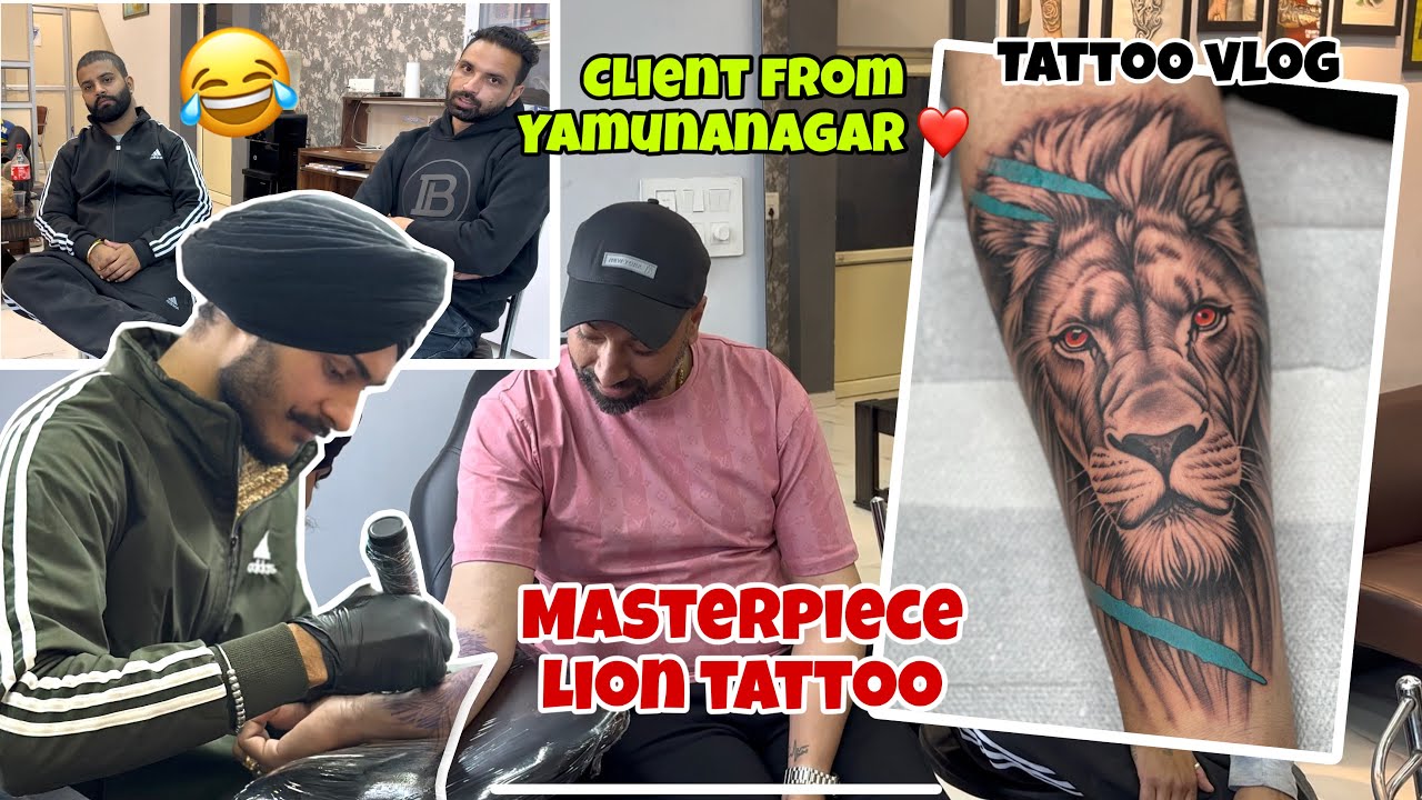 Masterpiece lion tattoo || client from Yamunanagar ❤️|| tattoo vlog || ☎️628440 2005