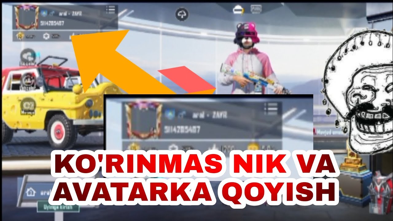 PUBG MOBILE|KO'RINMAS NIK VA AVATARKA QOYISH7'