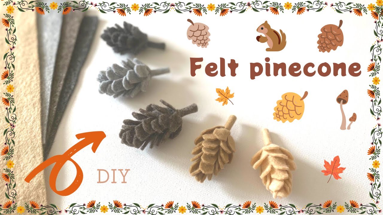 【切って貼るだけ】フェルトと竹串で作る松ぼっくり/DIY Felt pinecone/フェルトの松笠/クリスマスオーナメント/100均DIY