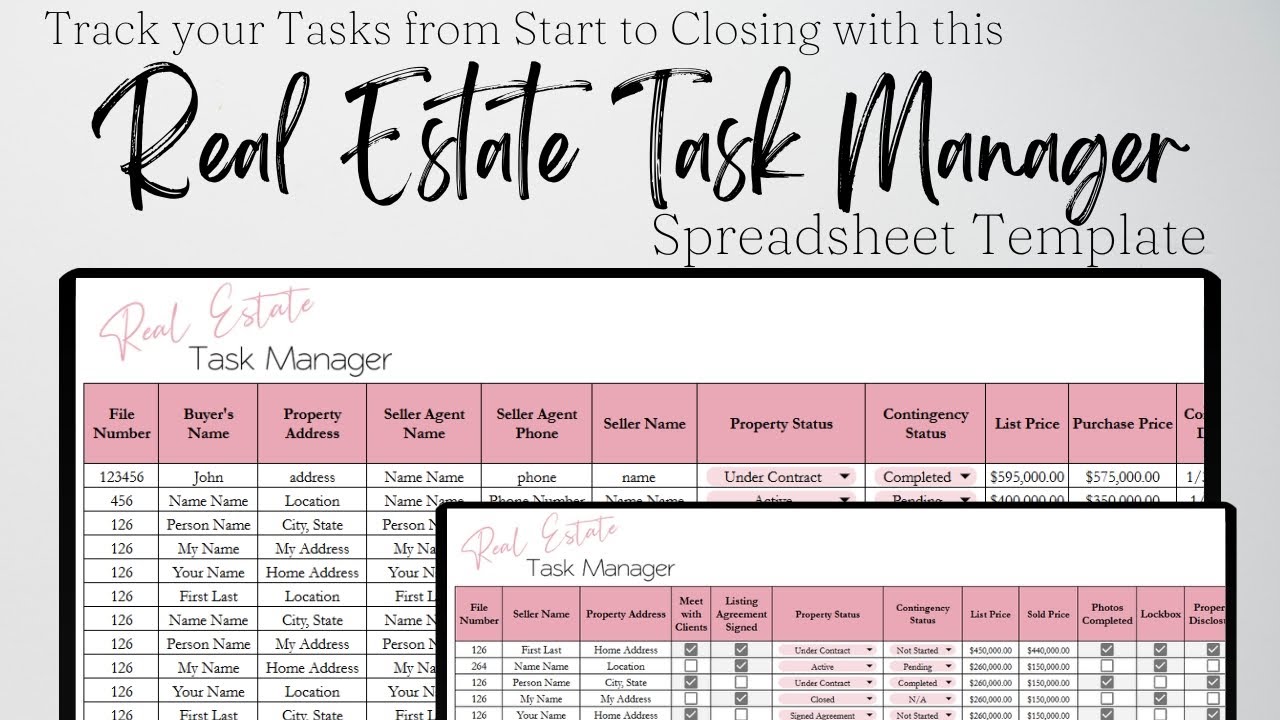 Шаблон для управления задачами в сфере недвижимости в Google Sheets для агентов покупателей и про...