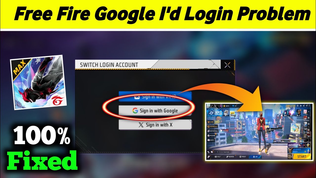 Free fire google account login problem | ff google account login problem | google id login problem