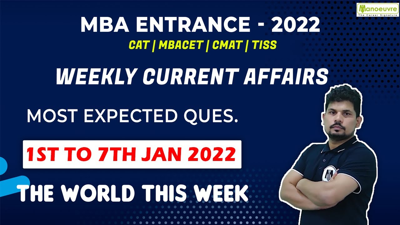 MBA Entrance 2022 - Weekly Current Affairs - 1st Week of January 2022 | Most Expected Questions