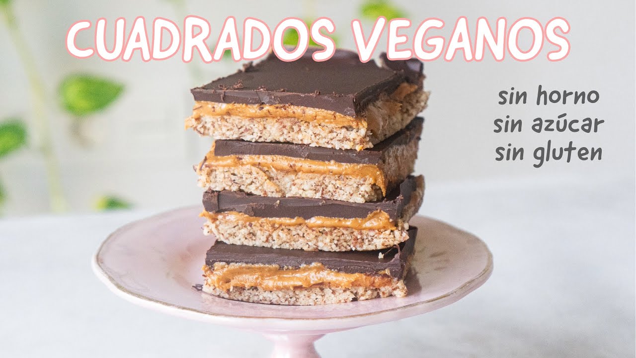 Postre Vegano: Cuadrados de Mantequilla de Mani - sin gluten, vegana, sin az&uacute;car refinada, sin horno