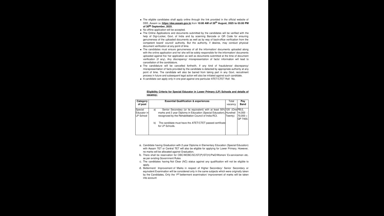 DEE Assam Recruitment 2025 &ndash; 228 Special Educator Posts, Online Apply