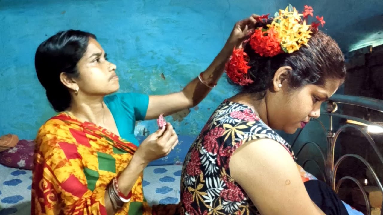 ASMR|| Indian Birthday Party Hair Binding Style Doing My Sweet Moom (Whispering) @asmrsangi7044 ❤️
