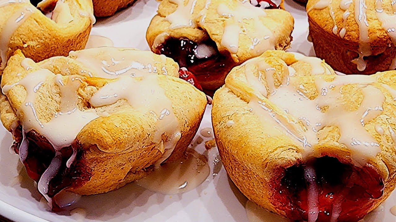 Easy and Delicious Cherry Crescent Bombs with Cream Cheese.