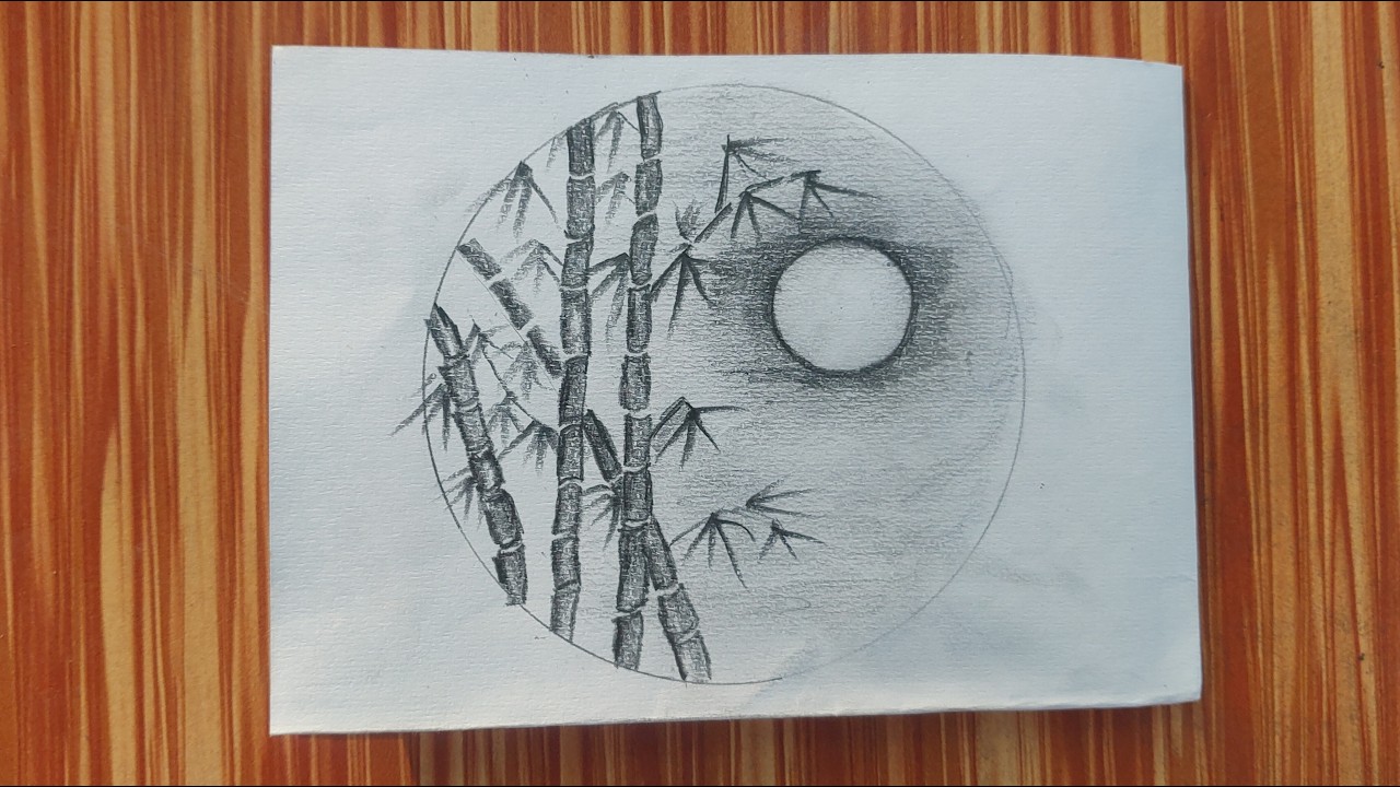 Moonlight Bamboo Pencil Drawing 🌕 | Easy Nature Sketch for Beginners | Asma Pencil Art
