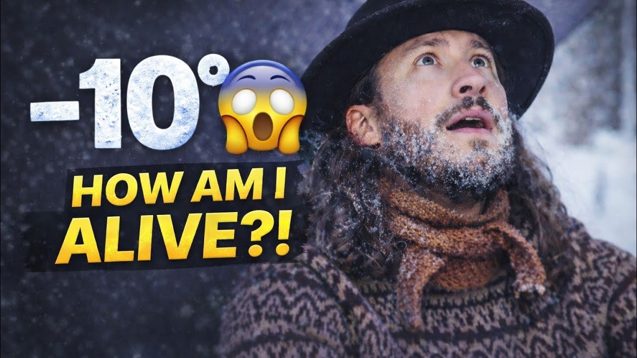 Winter_Bushcraft_Camp___Cook__-10°C_Tarp_Shelter,_Homemade_Saw___Vintage_Gear___ASMR