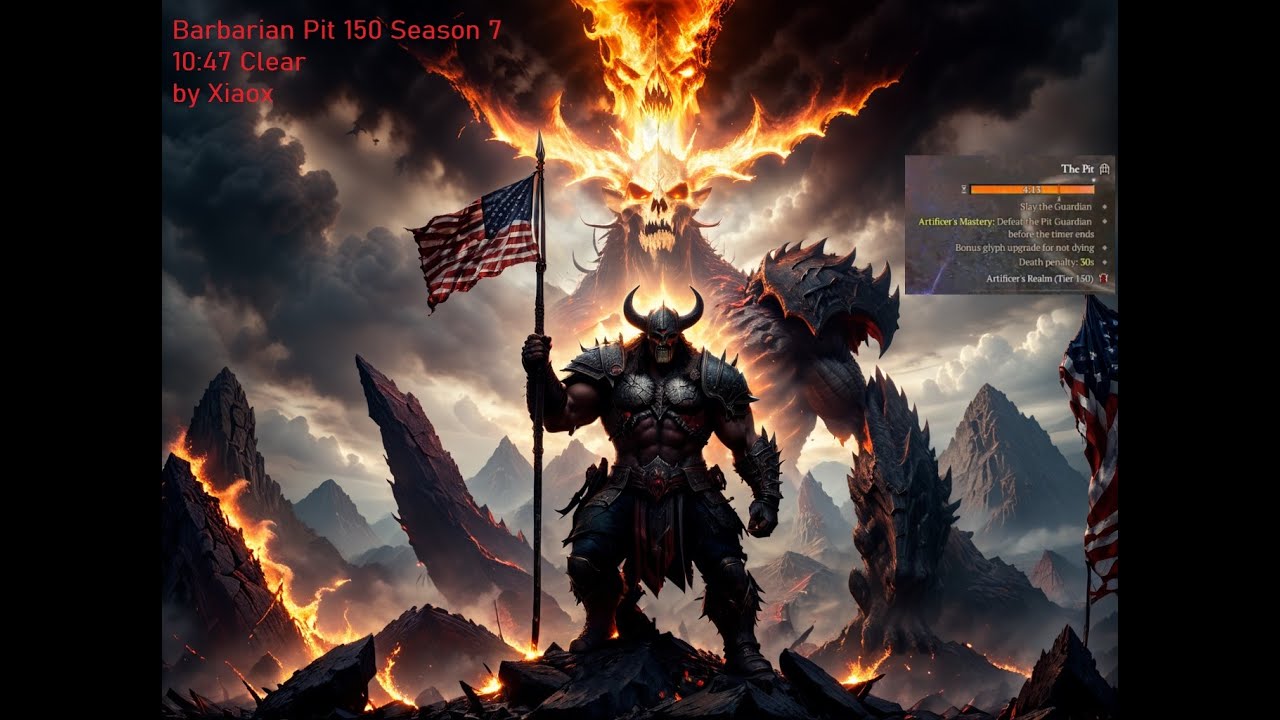 Diablo 4 Season 7 Barbarian pit 150 (10:47 Clear time)
