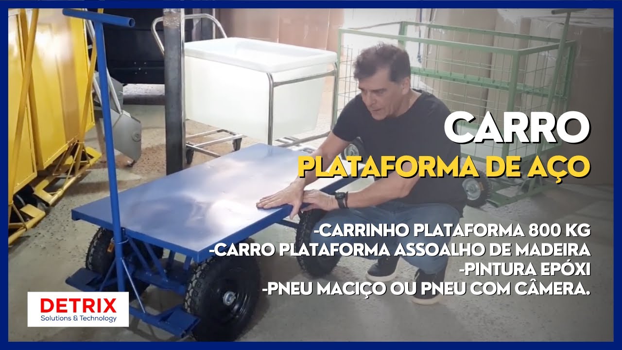Carro Plataforma de A&ccedil;o &ndash; Carrinho Plataforma 800 Kg &ndash; Carro plataforma Assoalho de Madeira
