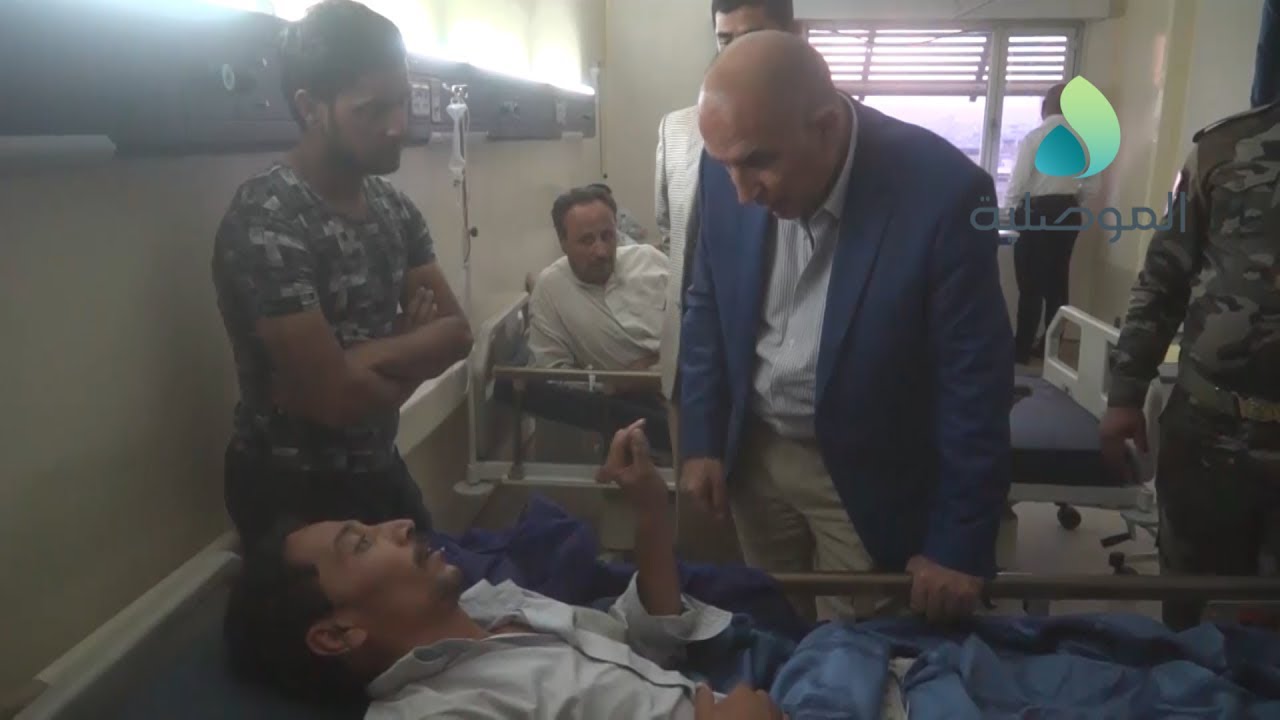 محافظ نينوى يتفقد  النازحين المتسممين بمستشفى رزكاري في  أربيل للإطلاع على وضعهم الصحي