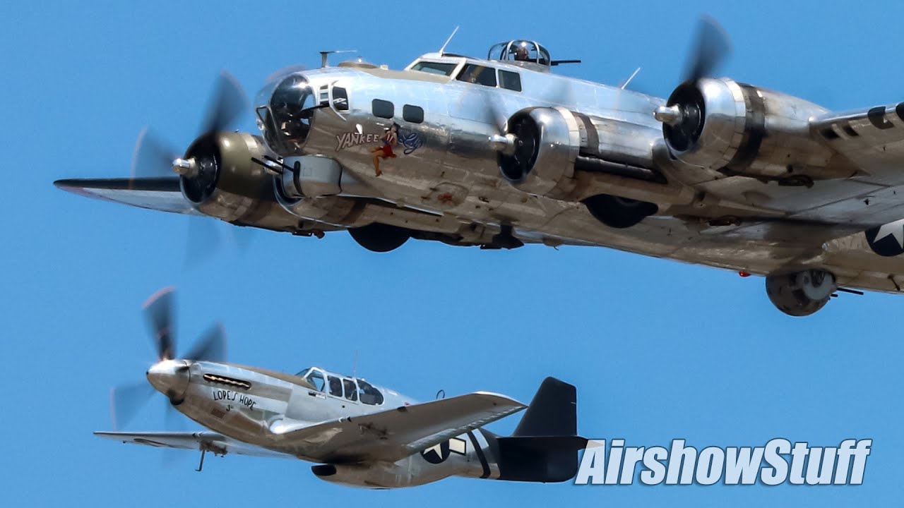 P-51 Mustang Low Formation Passes and B-17 Escort - WOTN AirExpo 2021