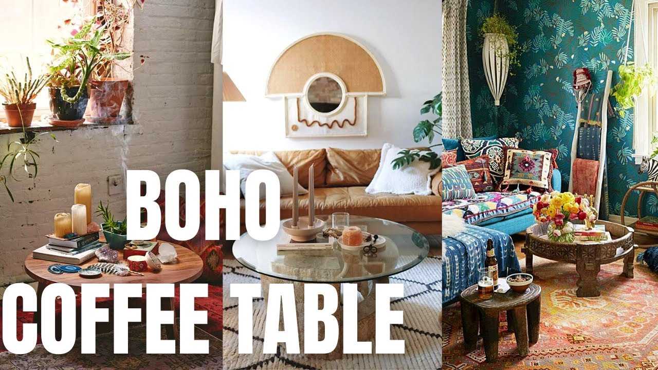 Chic Boho Coffee Table Design and Decor. Bohemian Style Coffee Table Ideas.