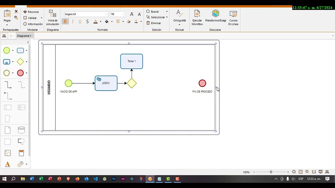 Bizagi Modeler - Flujo de Inicio de Sesión