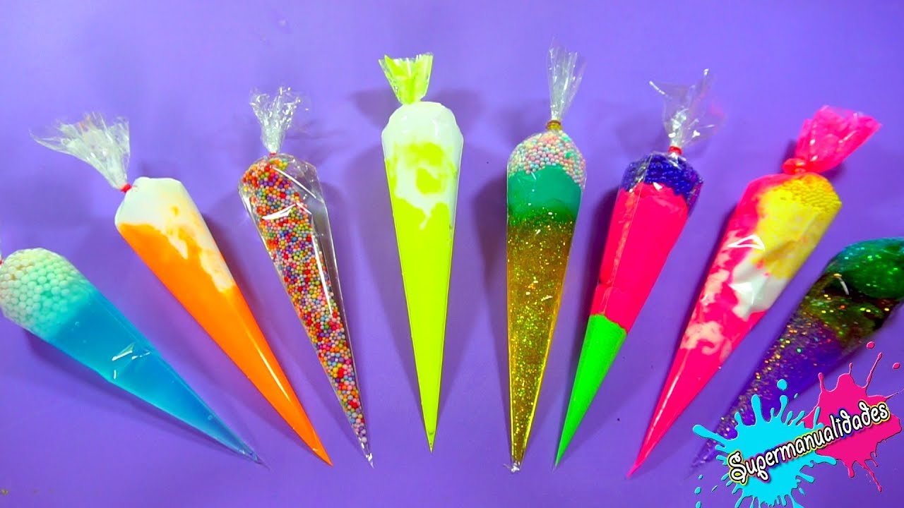 Slime arcoíris con mangas pasteleras - Supermanualidades