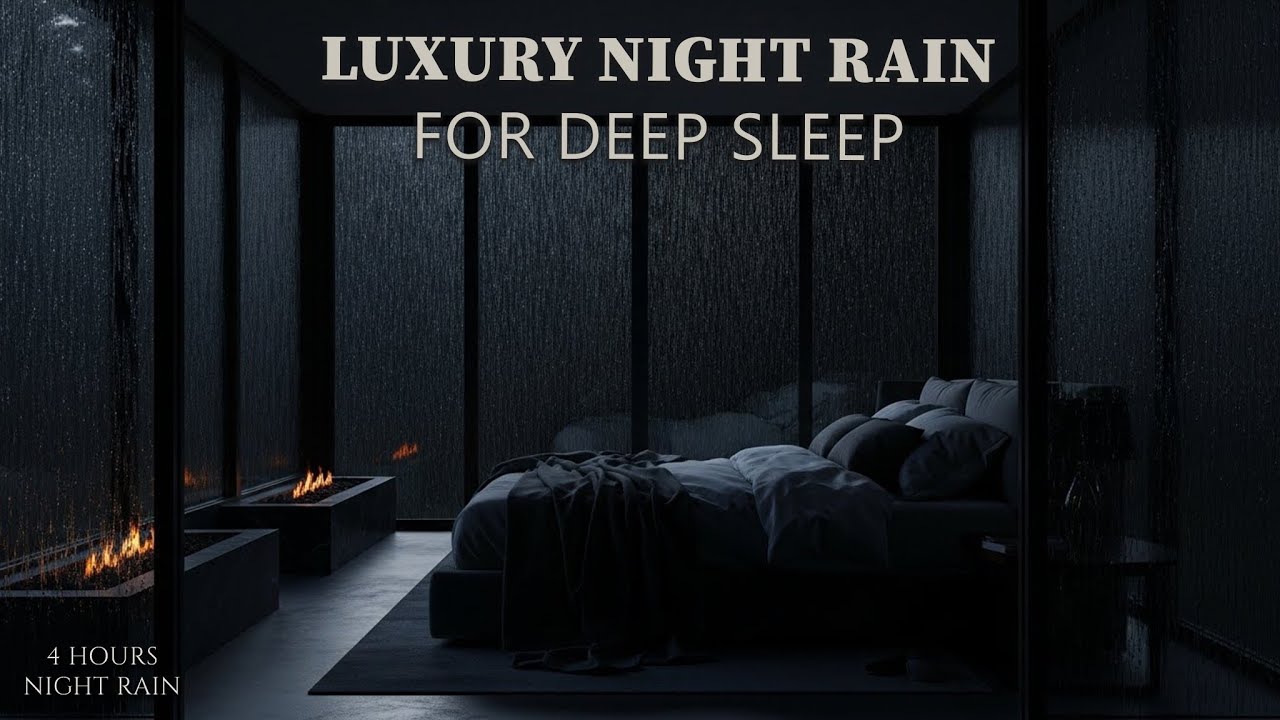 Dark Forest Bedroom with Steady Night Rain (No Thunder) | 4 Hours Peaceful Sleep Ambience