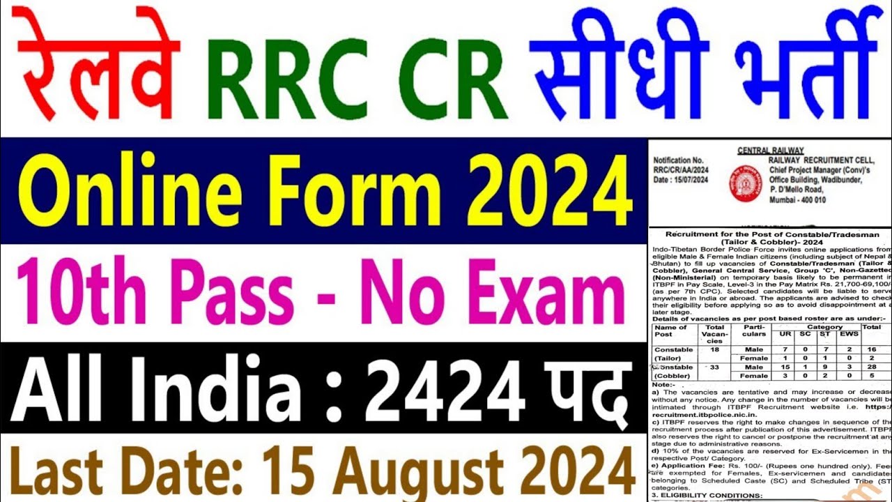 Railway Apprentice Online Form 2024 Kaise Bhare | How to Fill RRC CR Apprentice Form 2024