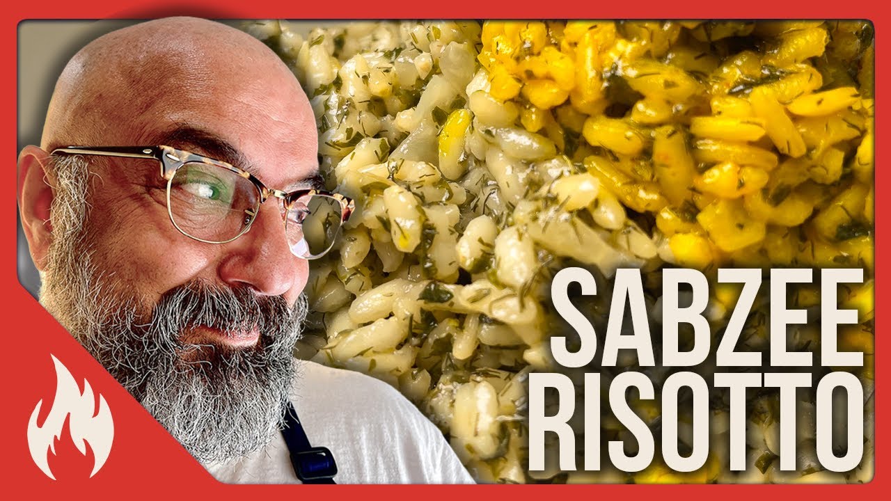 Sabzee Risotto (Italian Risotto with Persian herbs) تلفیق سبزی پلو در خوراک ایتالیایی بنام ریزوتو