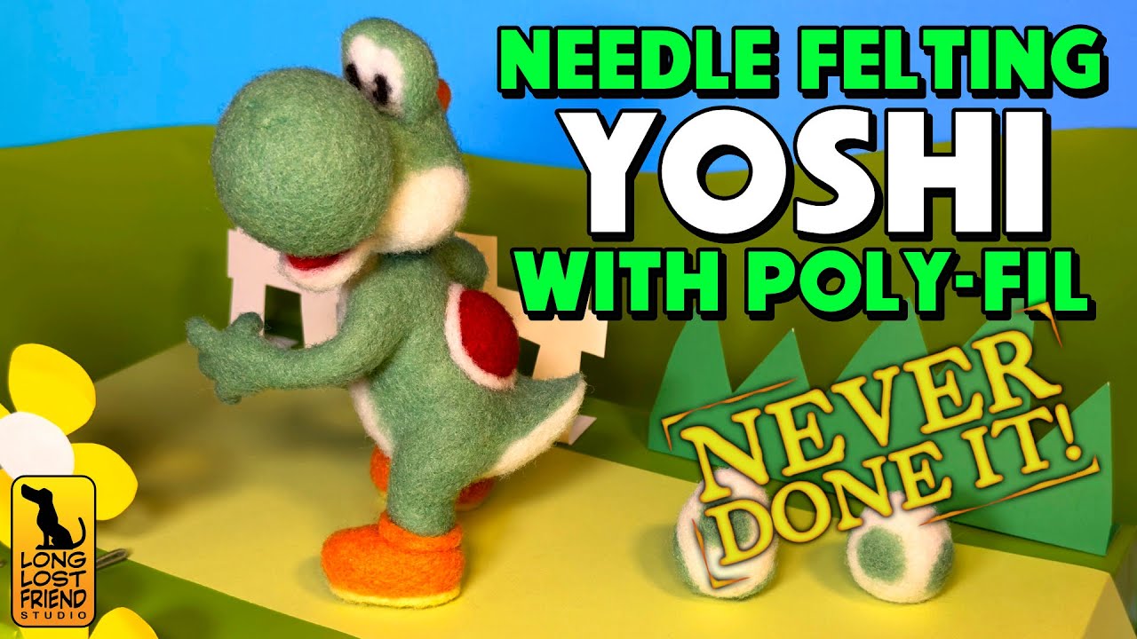 Needle Felting with Polyester Fiber Fill. Never Done It! Nintendo Yoshi
