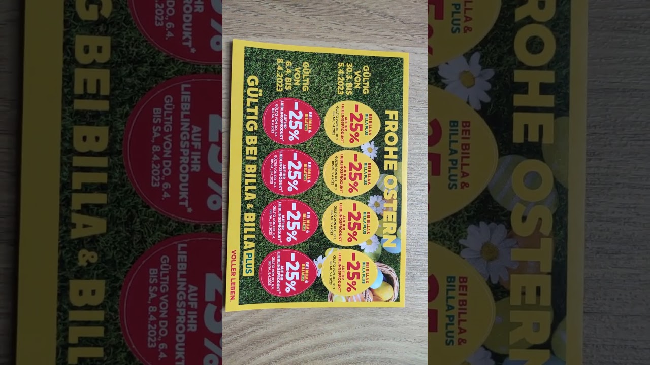 Billa -25 % Oster Ei Rabatt Sticker Pickeln zum Clever Geld sparen beim Einkaufen