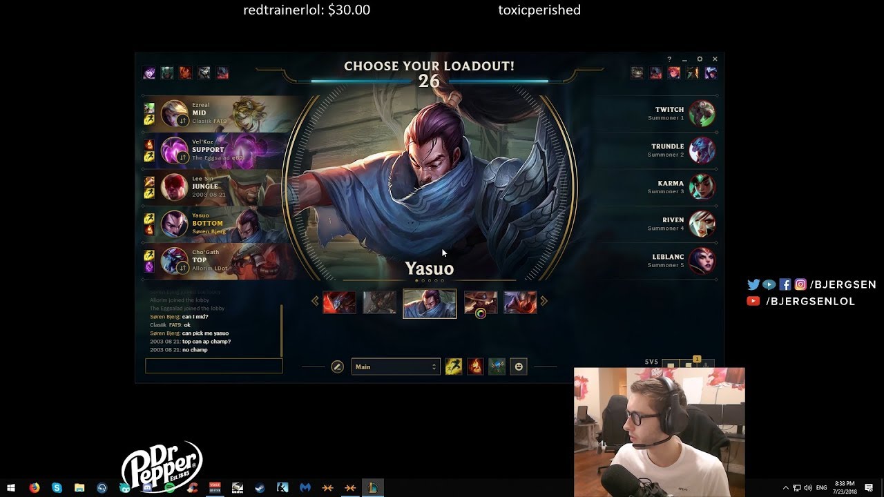 718. Bjergsen - Yasuo vs Leblanc - Mid | S8 Patch 8.14 - NA Challenger   July 23, 2018